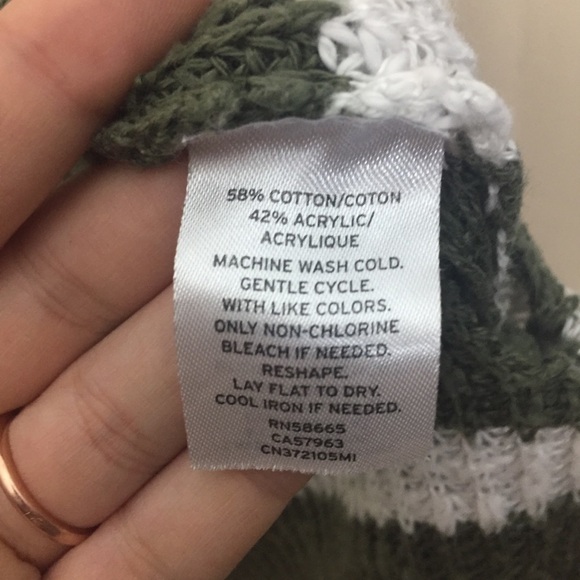 [Caslon] Olive Green & White Striped Sweater - Picture 6 of 8